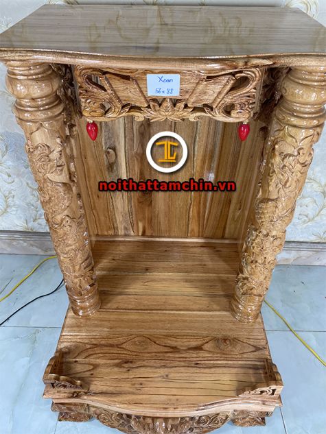 Bàn thờ ông địa gỗ Xoan 56x56x88 (Ngang x Sâu x Cao)